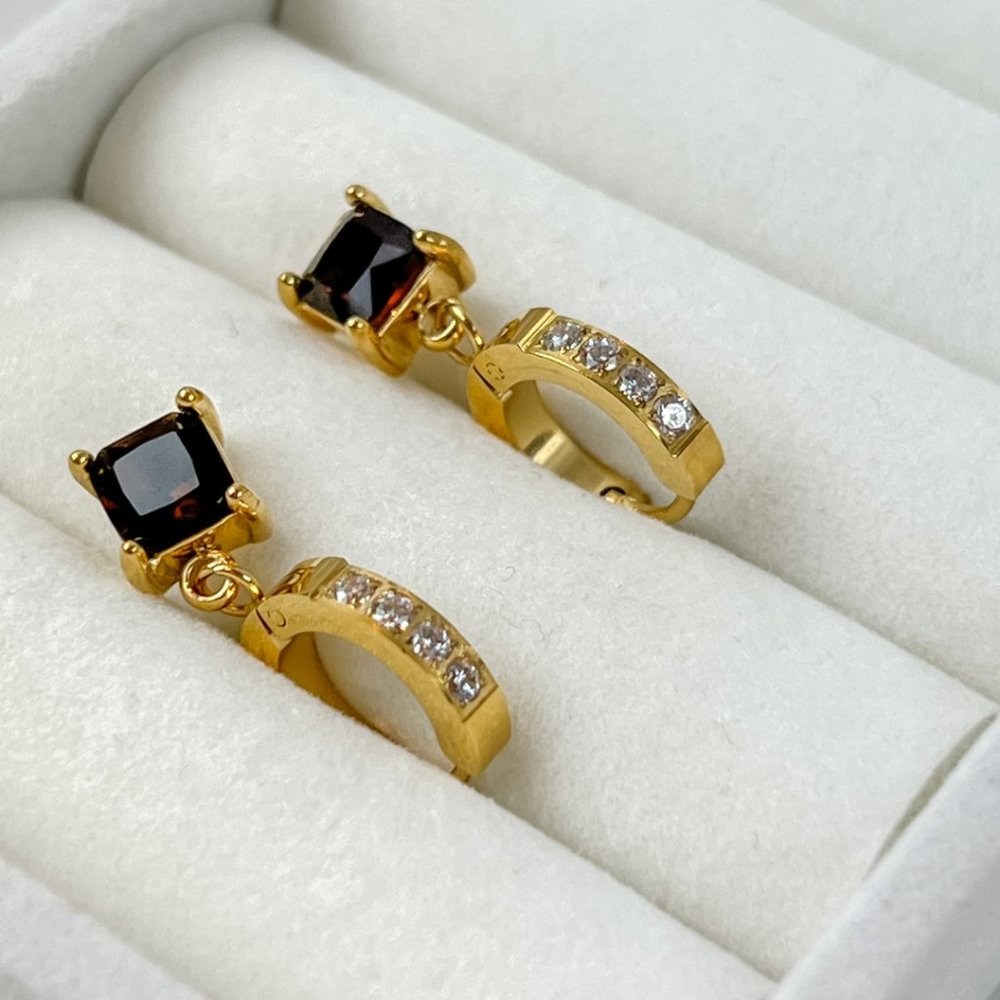 Gold Plated Small Huggie Hoop With Charm Earrings - Picture 2 of 7